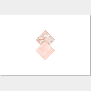 Diamond rose gold marble - soft blush Posters and Art